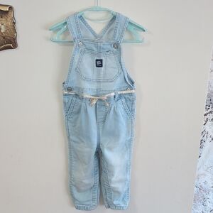 Light Blue Denim Overalls for Toddler, Size 24 Months.